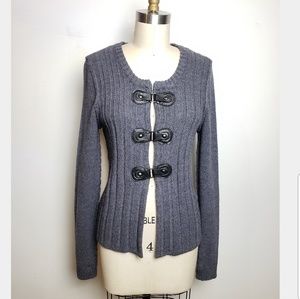 Grey Tahari Merino Wool Cardigan